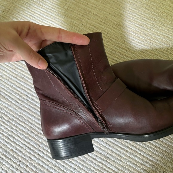 Geox Ankle Boots Burgundy Brown Leather Amphibiox Zip Up Buckle Size 39 US 9 - Picture 6 of 10